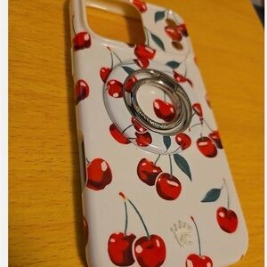 Velvet caviar Cherry Pattern Phone Case with Ring - White